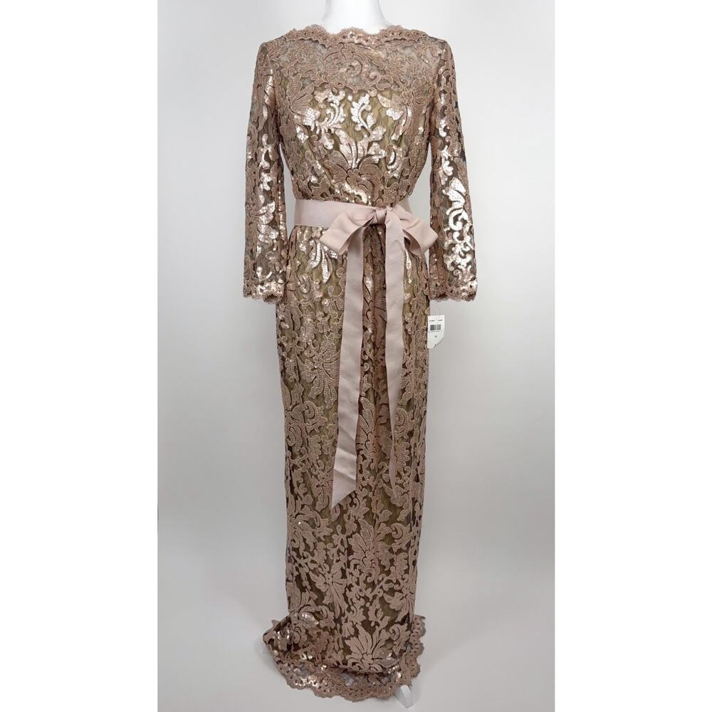 NWT Tadashi Shoji Paillette Embroidered Gown in Gisng Size 12 - Picture 2 of 16